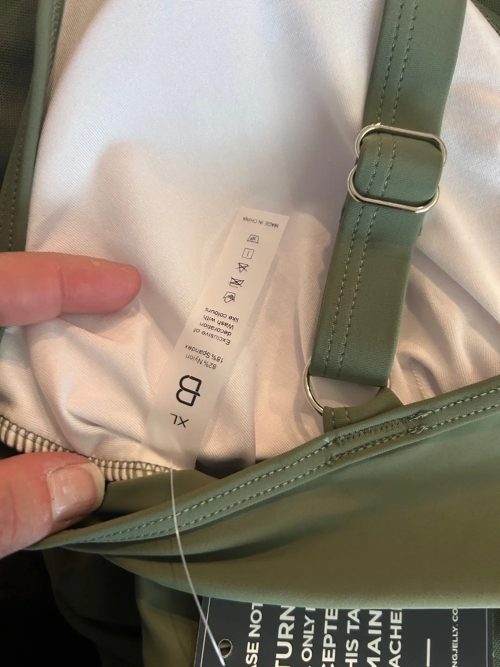 Olive Green Ruched Mesh Swim Dress - Picture 7 of 9